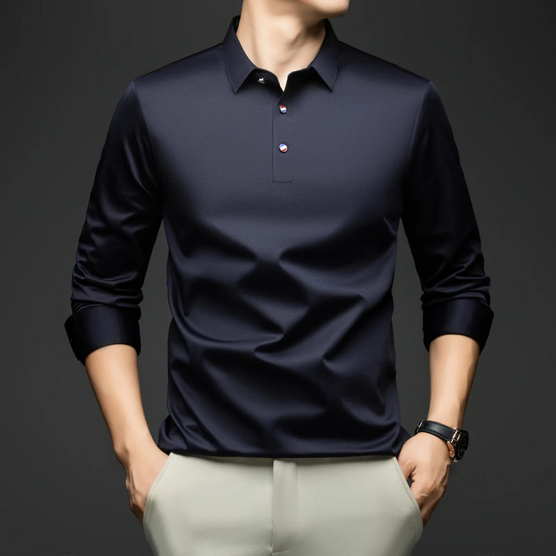 BROWON Spring Autumn Casual Work Tops Man Tshirt Long Sleeve.