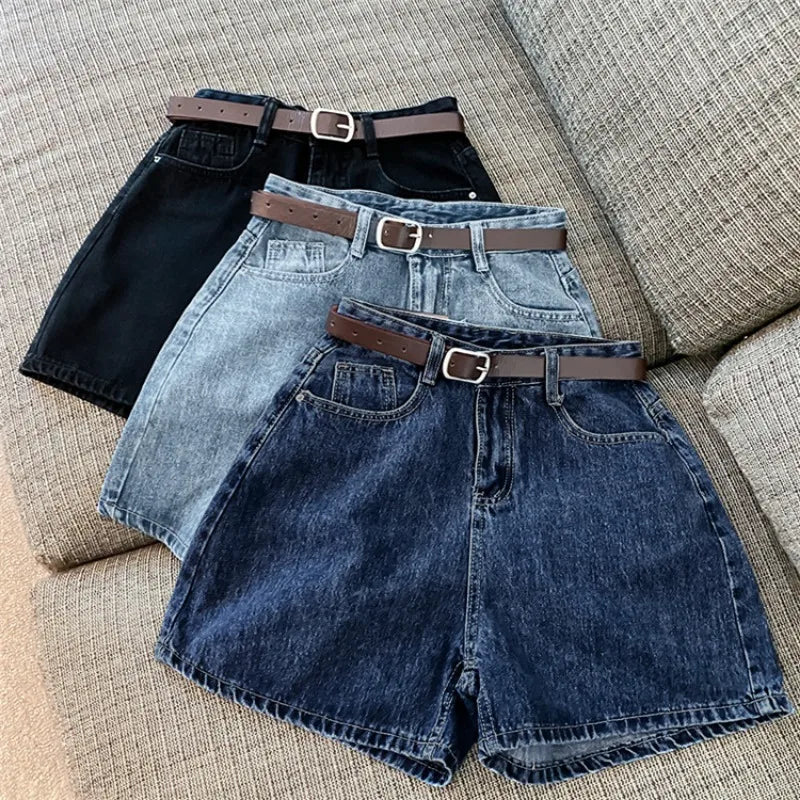 Women High Waist Denim Shorts Summer Chic Streetwear Female.