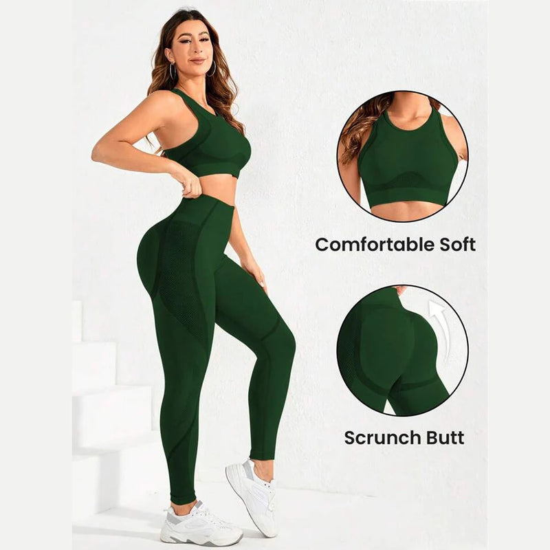 2-piece suit, women's yoga suit, beautiful back high waist trousers combination.