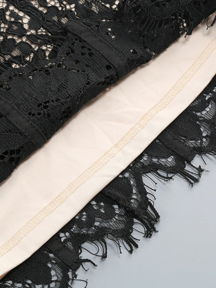 Sexy Spaghetti Strap V Neck Lace Long Dress Women.