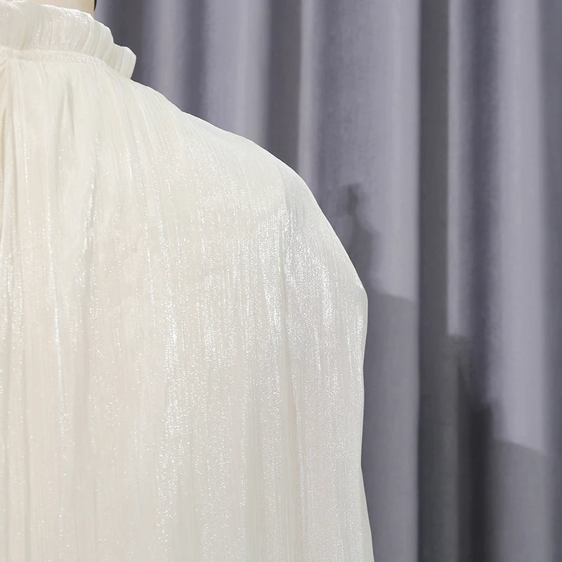 VGH Solid Spliced Ruffles Cape Long Dresses for Women.