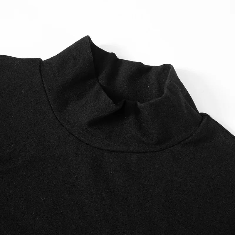 Talenza Elegant Contrast Color Mini Dress Women's Sexy High Neck Short.