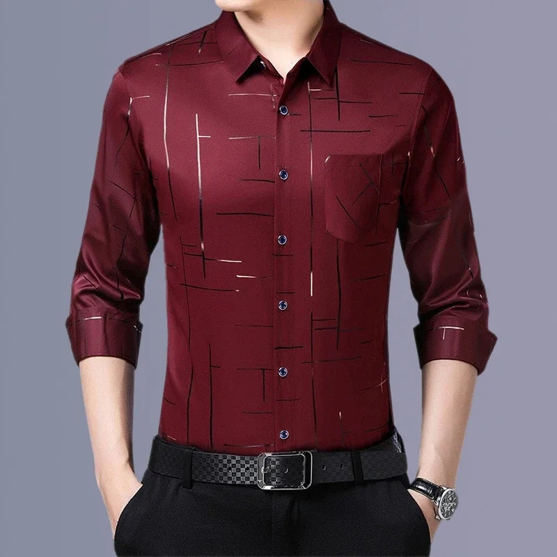 Men's Casual and Fashionable Long Sleeved Printed Shirt.
