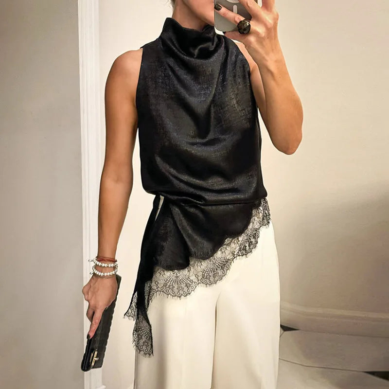 Fashion Sexy Sleeveless Vest Women's Elegant Lace Top Summer Office Holiday.
