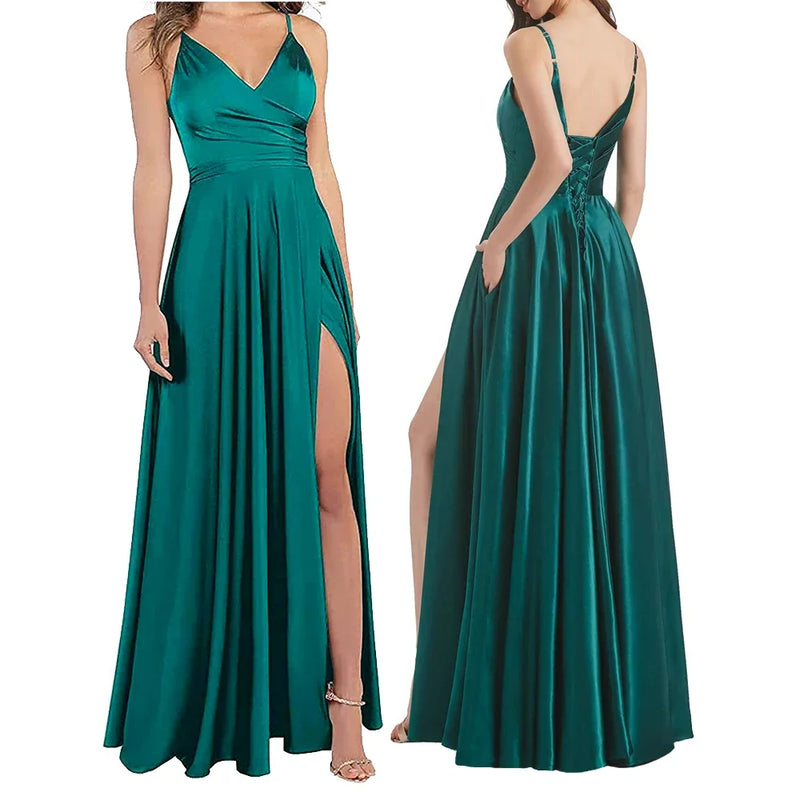 Women's A-Line Bridesmaid Dresses for Wedding Formal Satin.