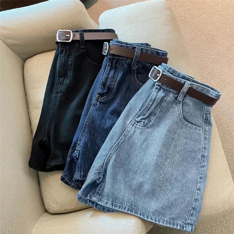 Women High Waist Denim Shorts Summer Chic Streetwear Female.