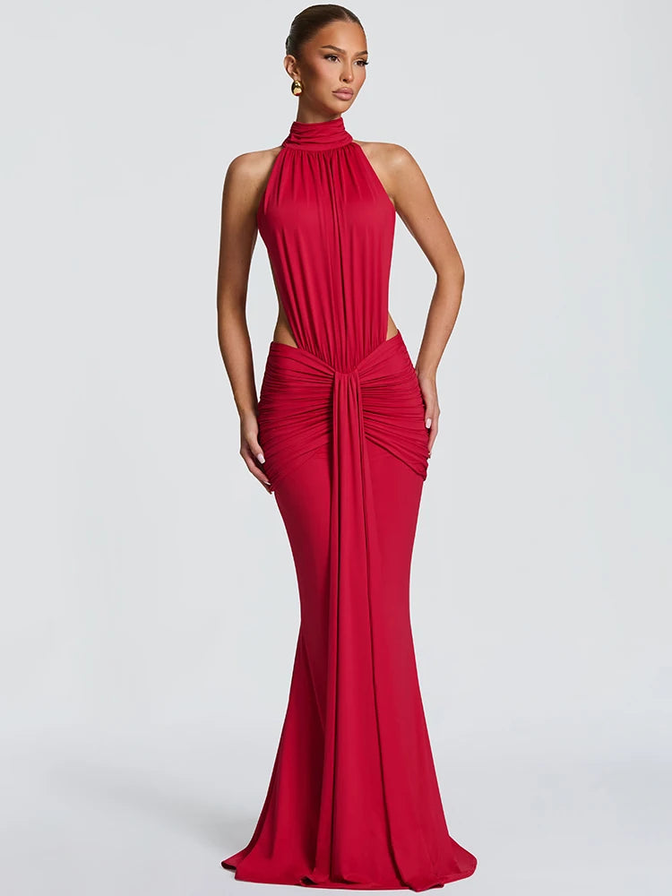 Mozision Turtleneck Backless Sexy Maxi Dress Women.