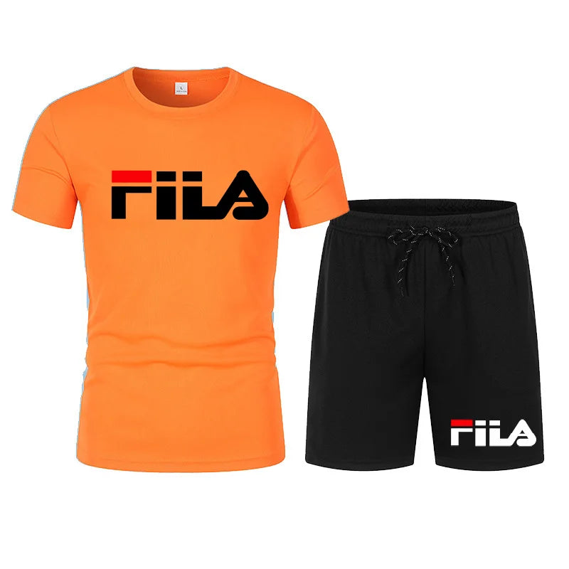 Men's two-piece sportswear breathable quick drying short sleeved.