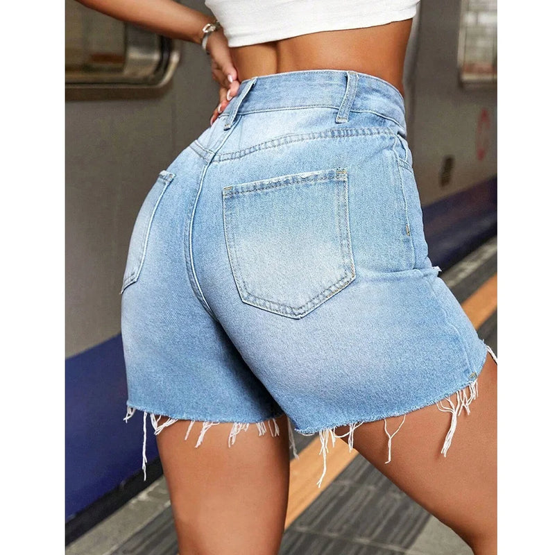 Women Summer Street Denim Shorts.