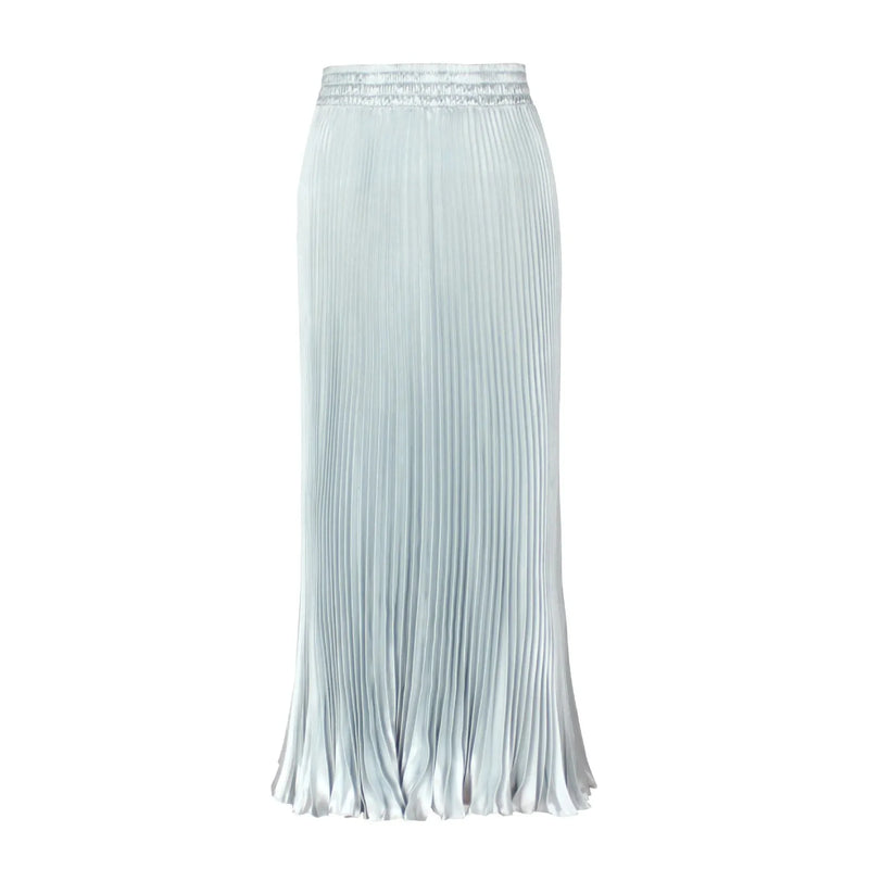 Women's Long Satin Metal Luster Pleated Skirt Half-length Accordion Skirt.