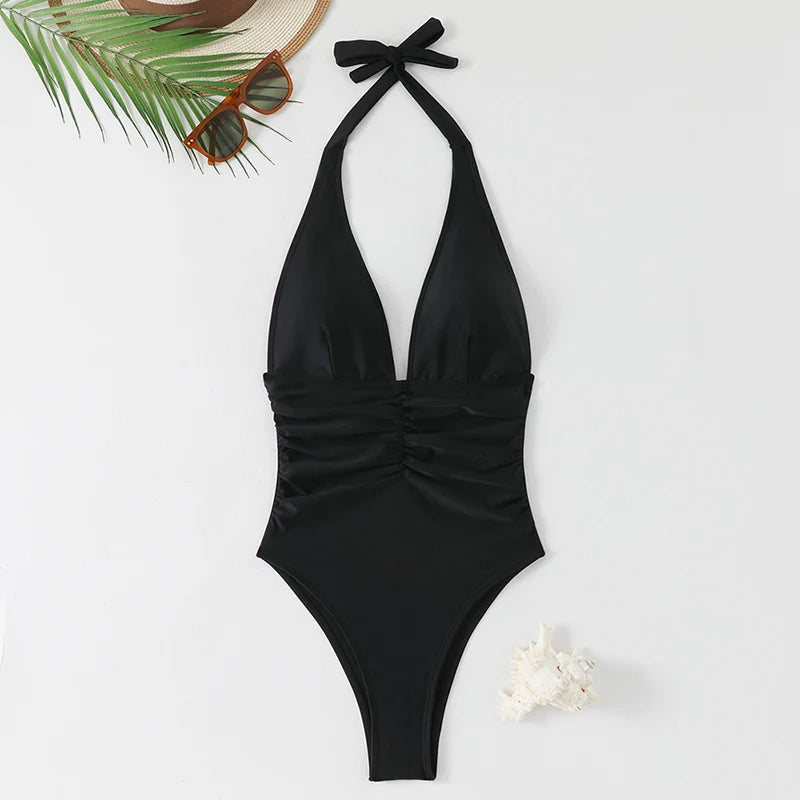 Halter Top Bathing Suit Woman Swimsuits One Piece Swimwear Women's.