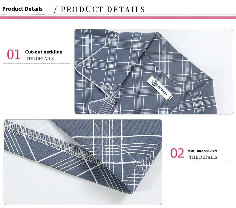 Men's Pajamas Spring Fall and Winter Plaid Printed Long-Sleeved.