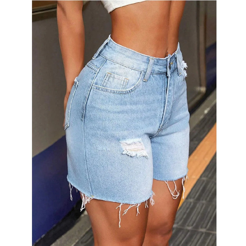 Women Summer Street Denim Shorts.