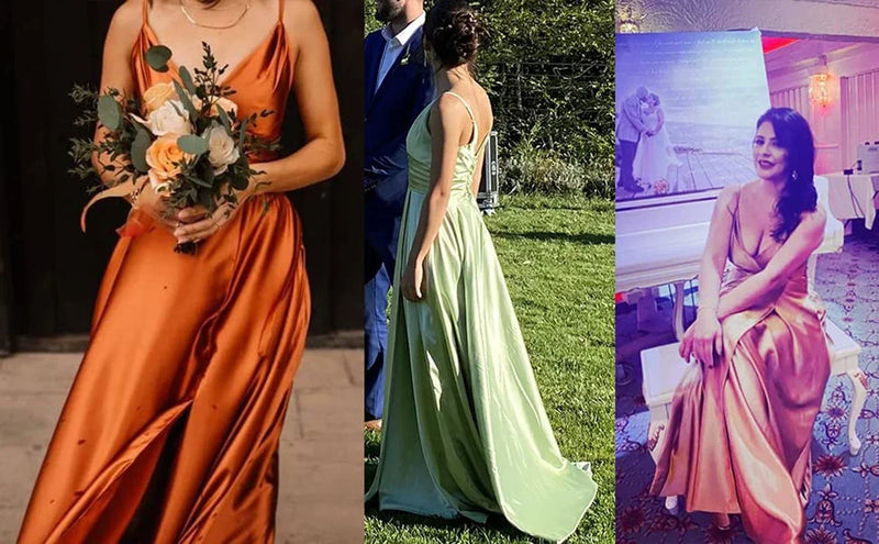 Women's A-Line Bridesmaid Dresses for Wedding Formal Satin.