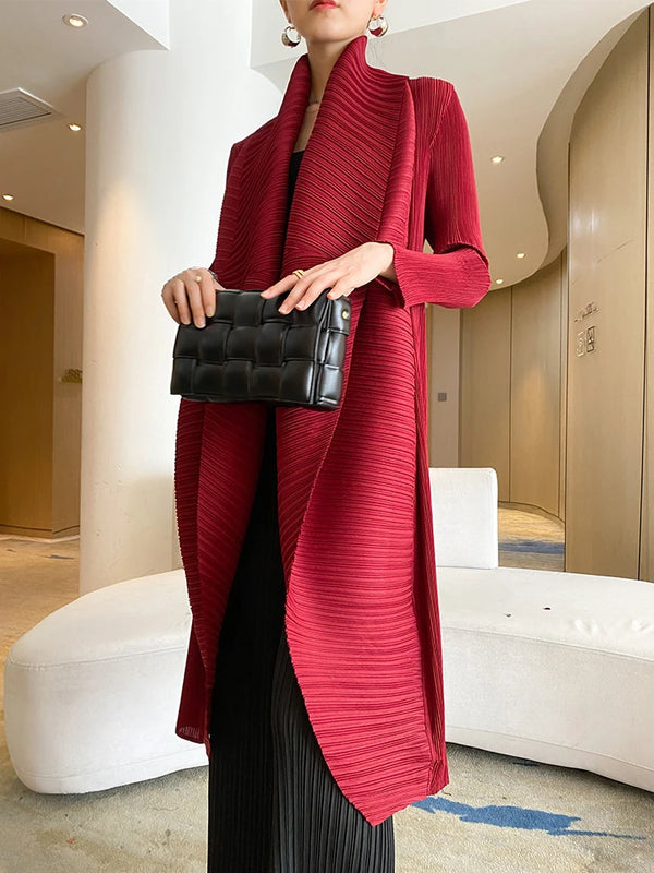 Miyake Pleated Women's Long Jacket.