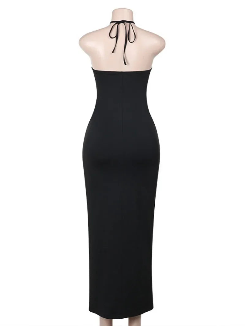 Mesh Patchwork Halter Neck Dresses for Women.