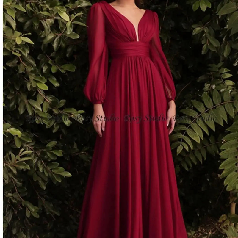 Women’s Hot Sale New Simple V Neck Long Bridesmaid Dresses.