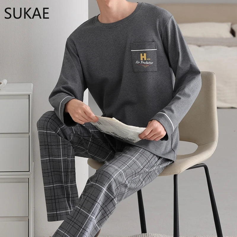 Smart Casual Boys Big Pajamas Set Autumn Winter.