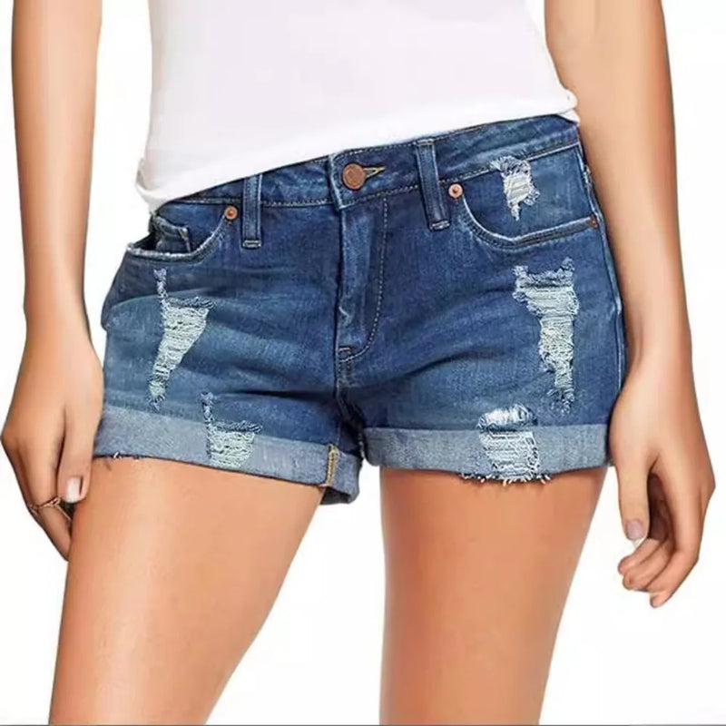 Summer Students Denim Shorts Women Female Harajuku Cotton HOLE Jeans.