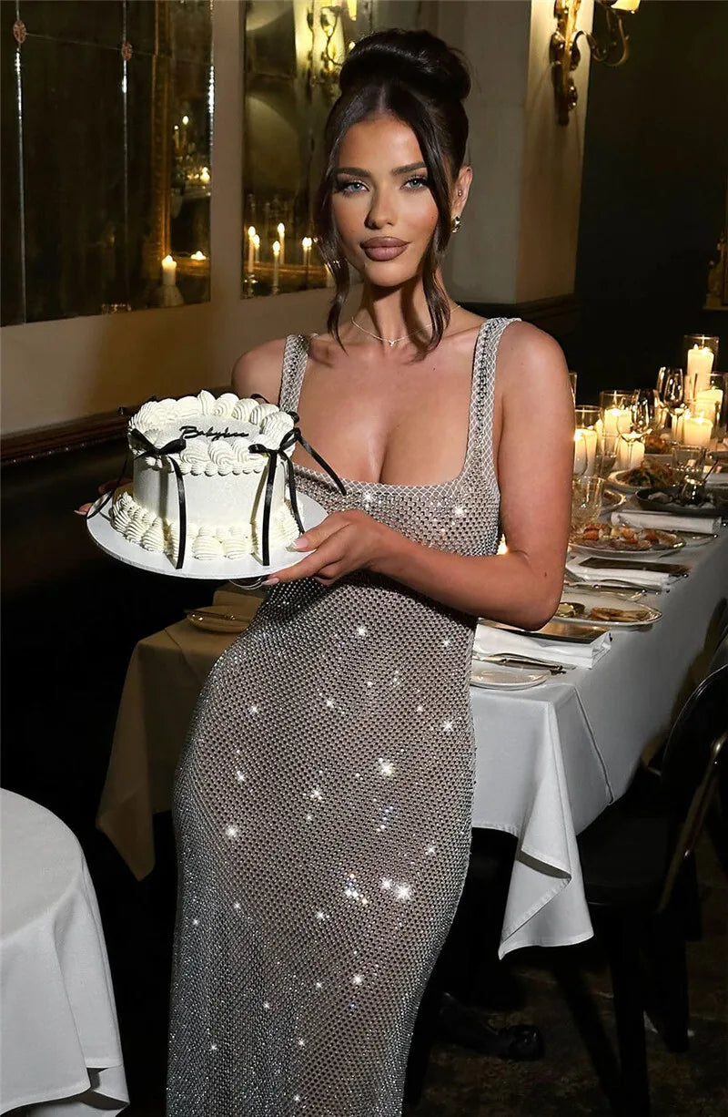 Mozision Sequins Backless Sexy Maxi Dress For Women.