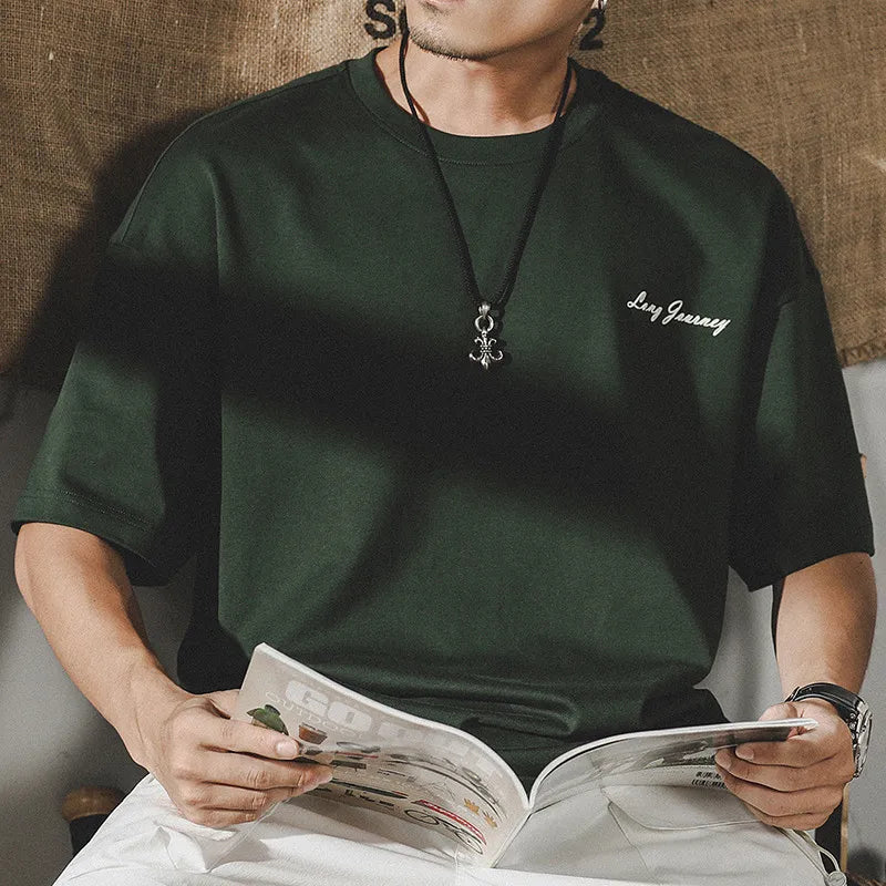 Summer Men's Oversized Letter Print Short Sleeve T-shirt.