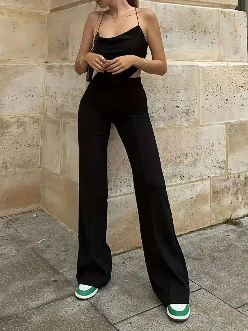 Ladies' slim fit versatile bell bottom pants for spring and autumn office.