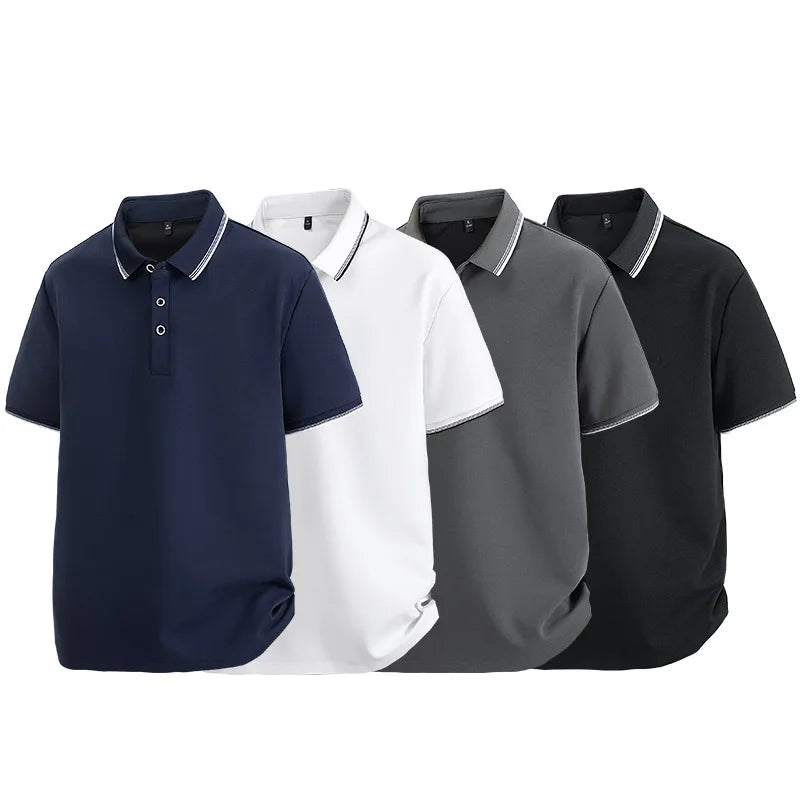 Summer Cotton Breathable Short Sleeve Collar Business Shirt Golf Man.