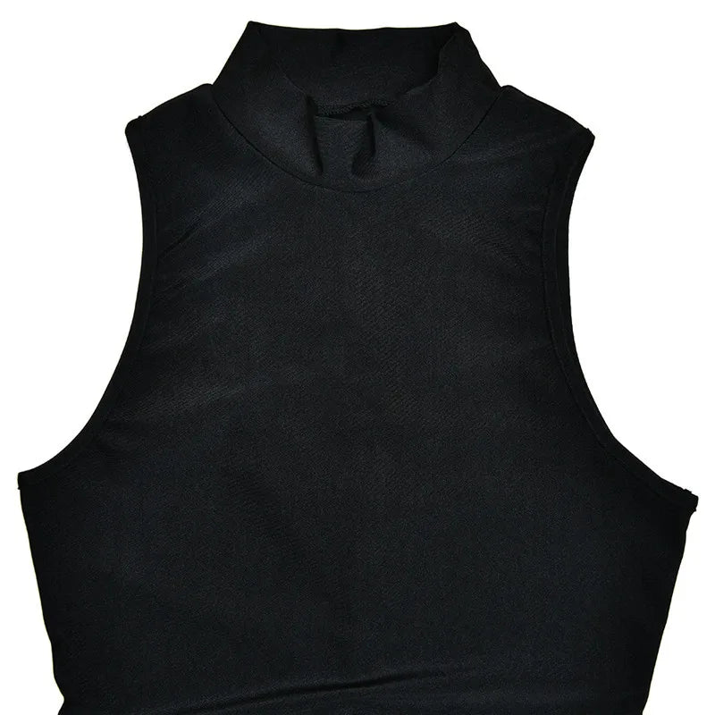 Mozision Turtleneck Sleeveless Sexy Mini Dress For Women.