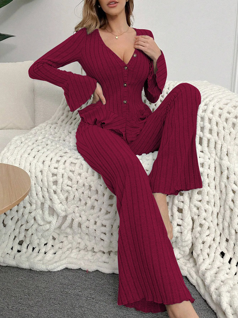Autumn Winter Pajamas Sets for Women Sleepwear Two Pieces Sexy.