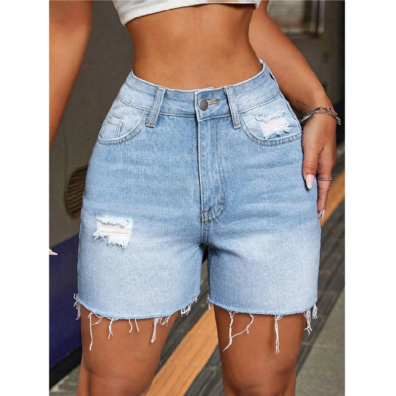 Women Summer Street Denim Shorts.