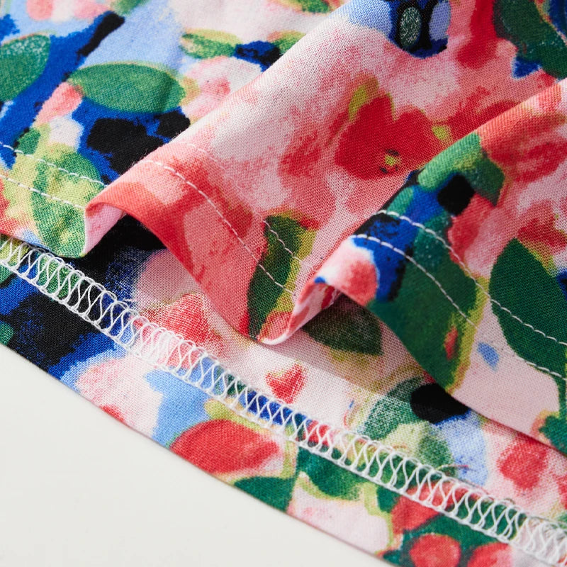 Women's Summer Shorts Floral Checkered Viscose Loose Home Shorts.