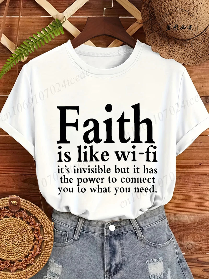 Summer Fashion Women's T-Shirts Faith Printed Women T-Shirts.