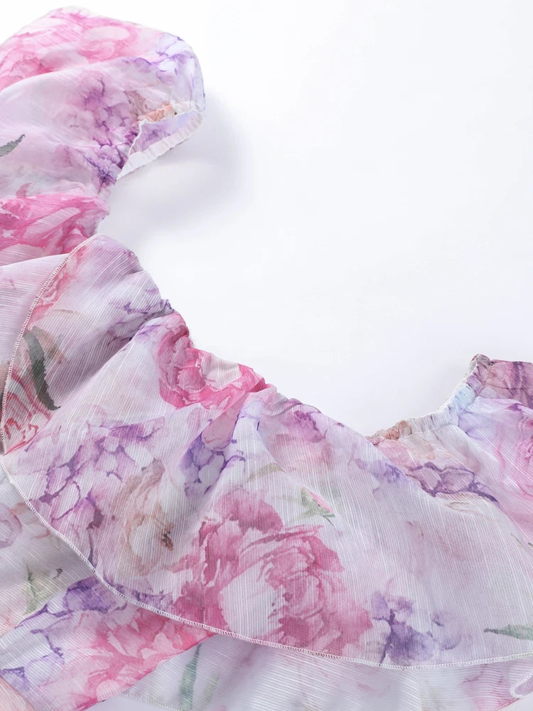 Women’s Chic Floral Printed Mini Dress Backless Sleeveless.