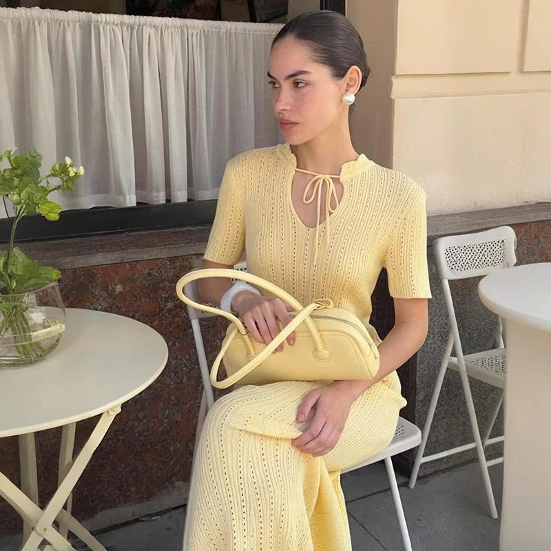 Elegant Sweater Dress Summer High Waist Woman Dress.
