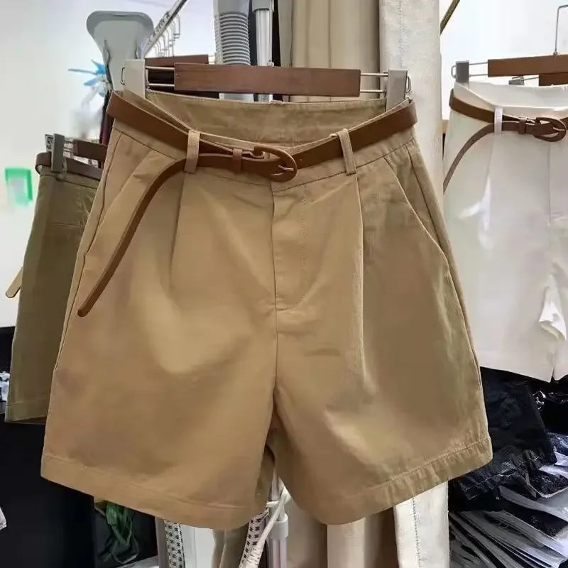 Korean Fashion Cotton Shorts Summer New Loose Casual High-waisted.