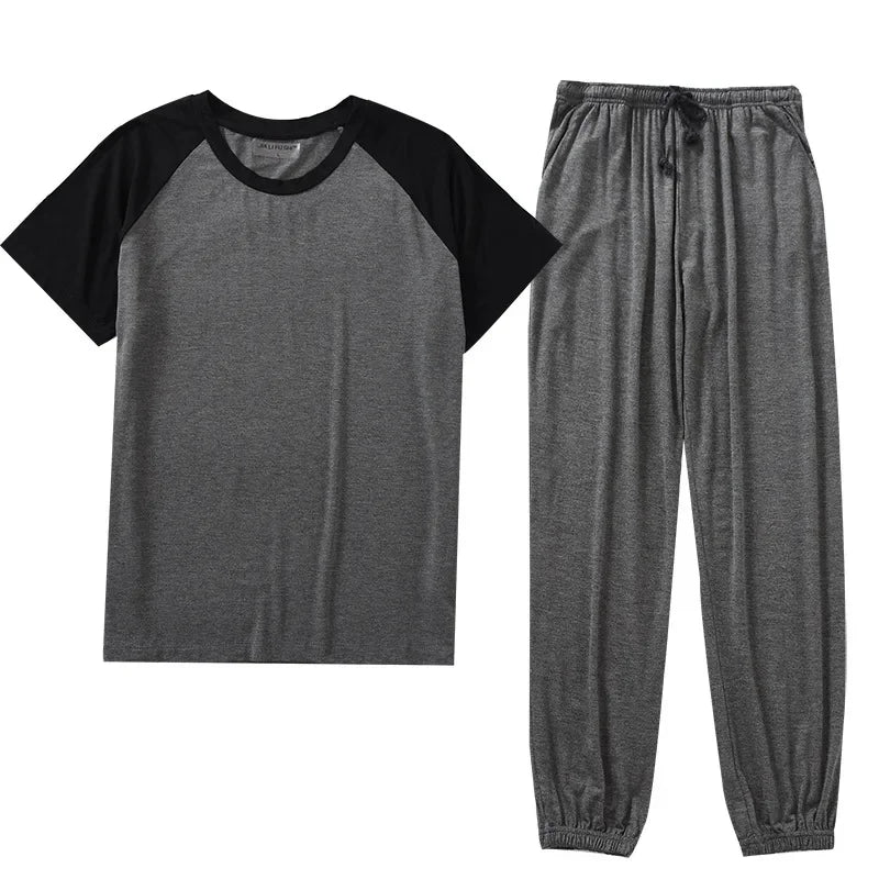 Japanese spring and summer men's pajamas suit modal short-sleeved.