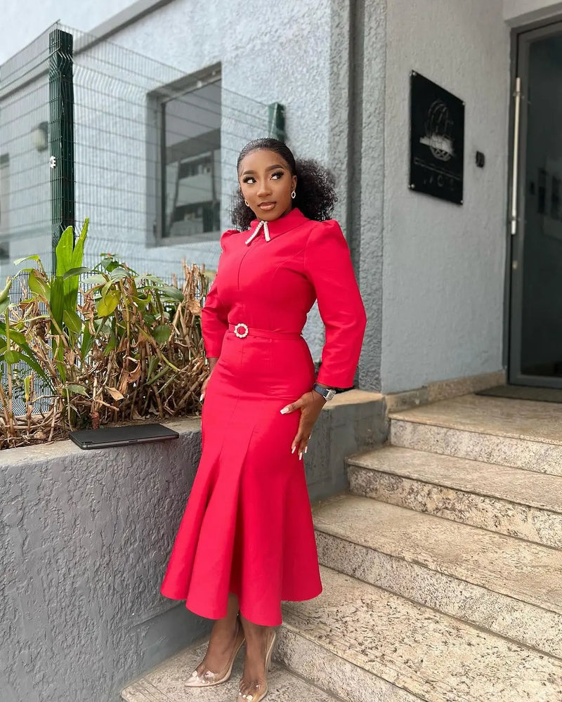 Elegant Church Dresses for Women Mermaid Long Sleeves.
