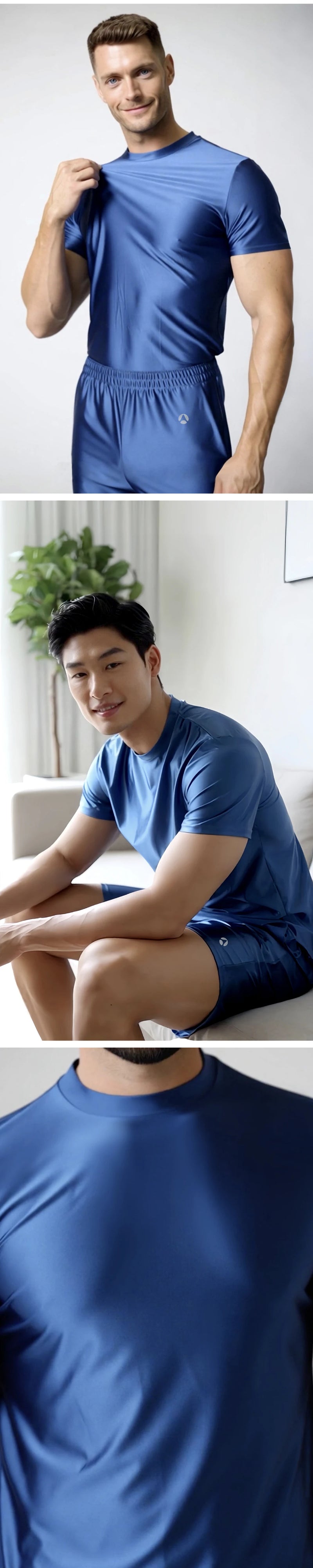 Men's spring and summer new pajamas two-piece.