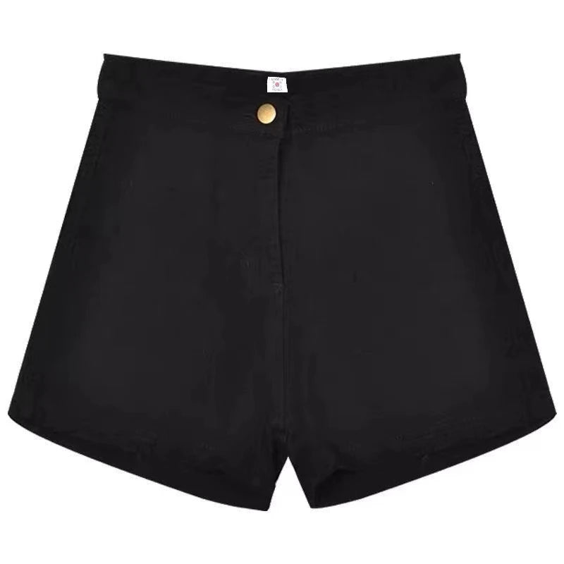 Black High-Waist Skinny Jeans Shorts for Women Trendy Slimming Booty.