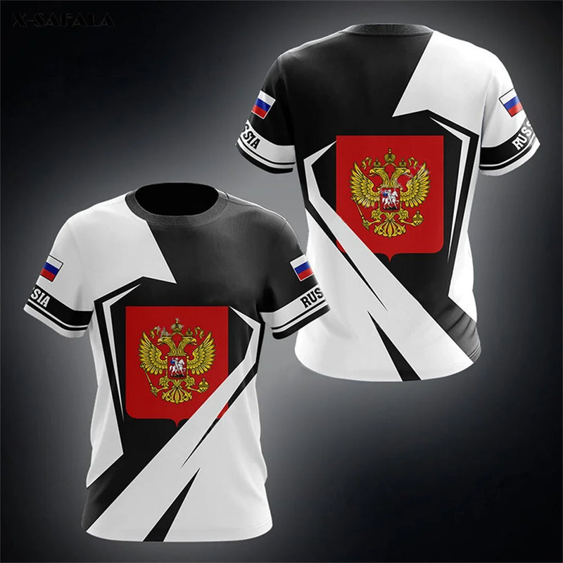 Men's T-shirts Casual Fashion Summer New Russian Flag Short Sleeved Tops.