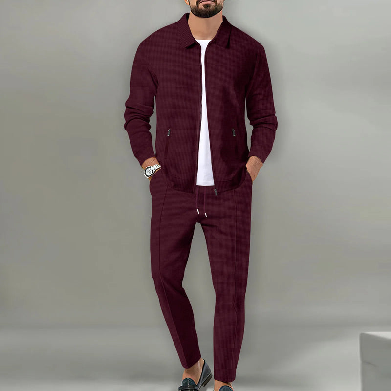 Autumnwinter men's casual blazer set new fashion Waffle baseball.