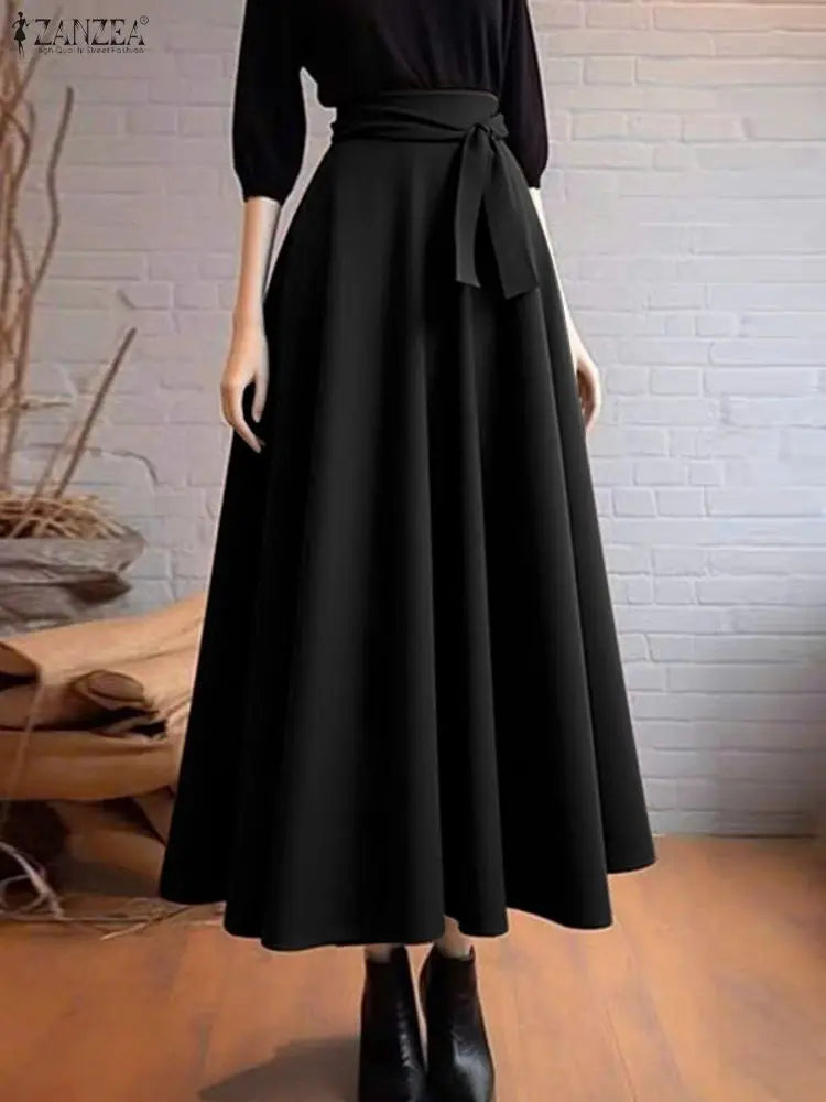 Elegant Women Maxi Skirts Elastic Waist Jupes.