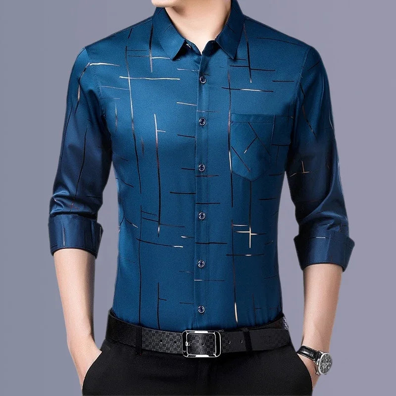 Men's Casual and Fashionable Long Sleeved Printed Shirt.