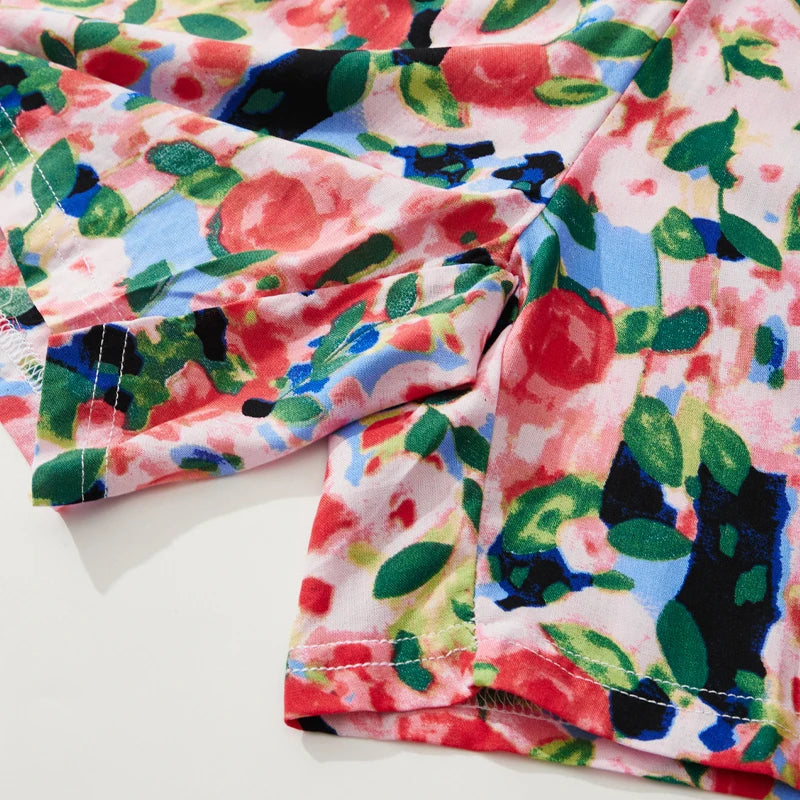 Women's Summer Shorts Floral Checkered Viscose Loose Home Shorts.