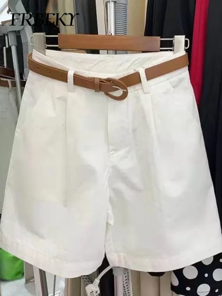 Korean Fashion Cotton Shorts Summer New Loose Casual High-waisted.