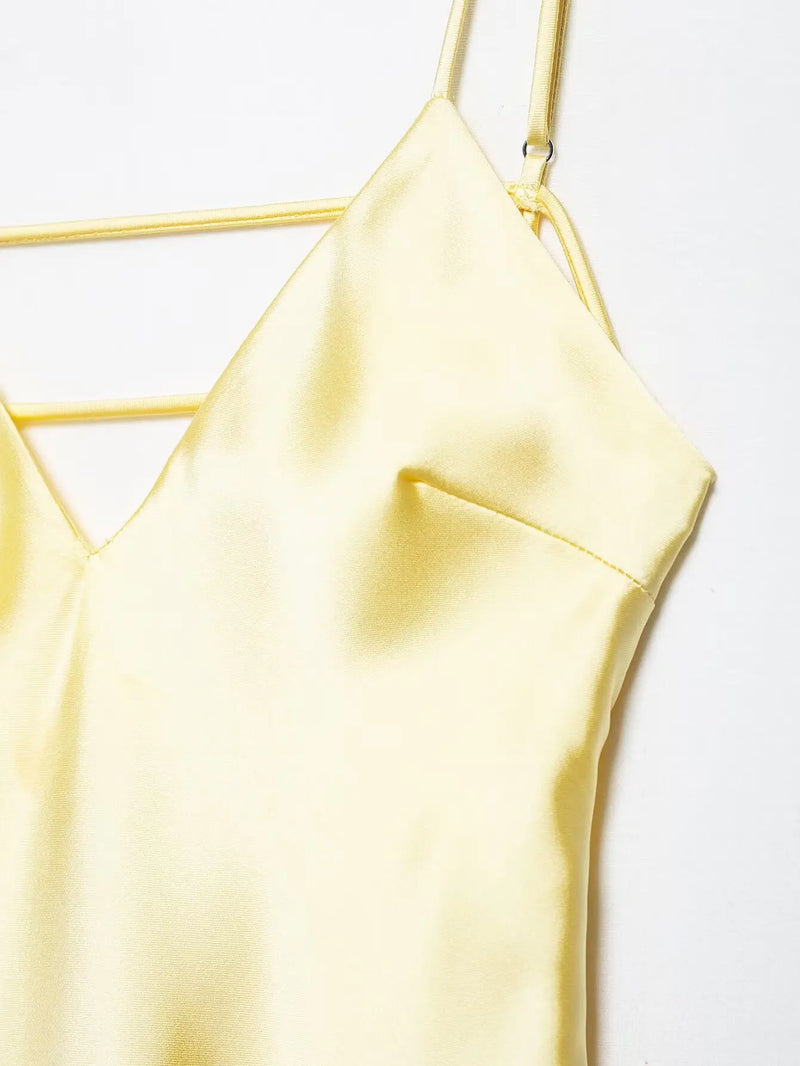 Sexy Chic Satin Women Party Dress V Neck Backless Long Eevning Club Dress.