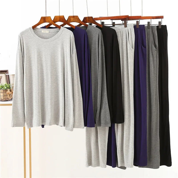 Men’s pajamas long-sleeved loose large size home service suit.