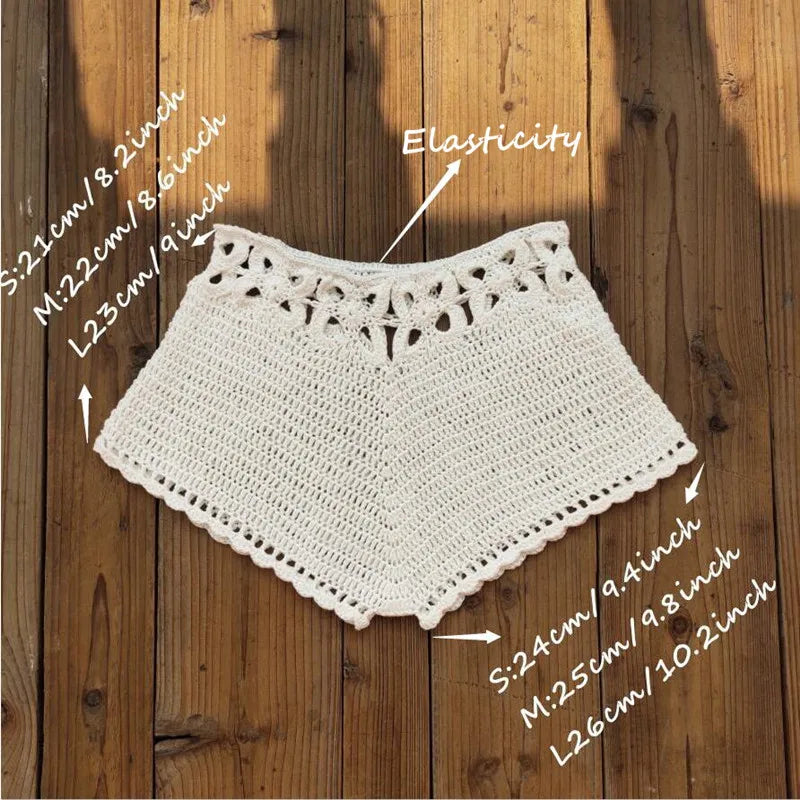 Summer Women's Crochet Cutout Swim Shorts Bathing Suit Bottoms.