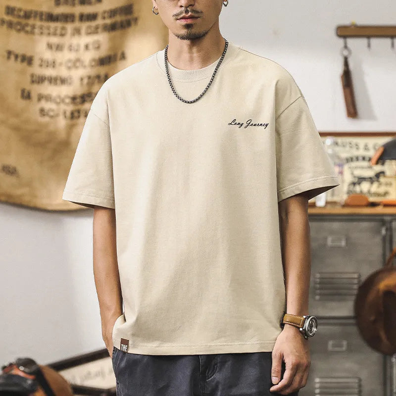 Summer Men's Oversized Letter Print Short Sleeve T-shirt.