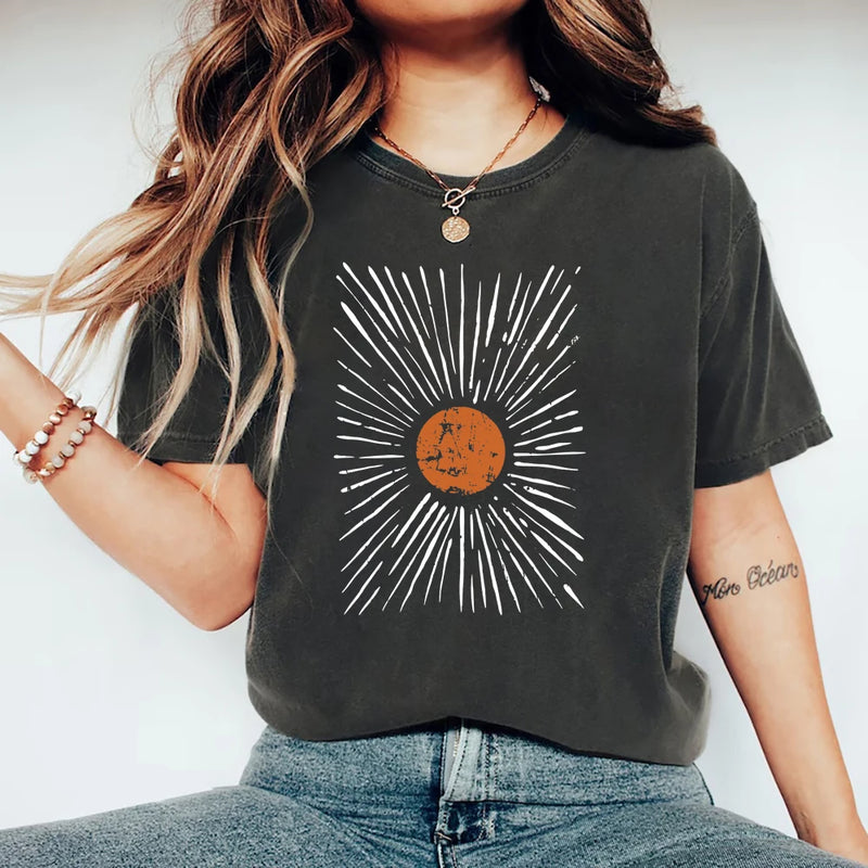 Sunburst Vintage T-Shirts Boho Shirt Sunshine Graphic Tee Women.